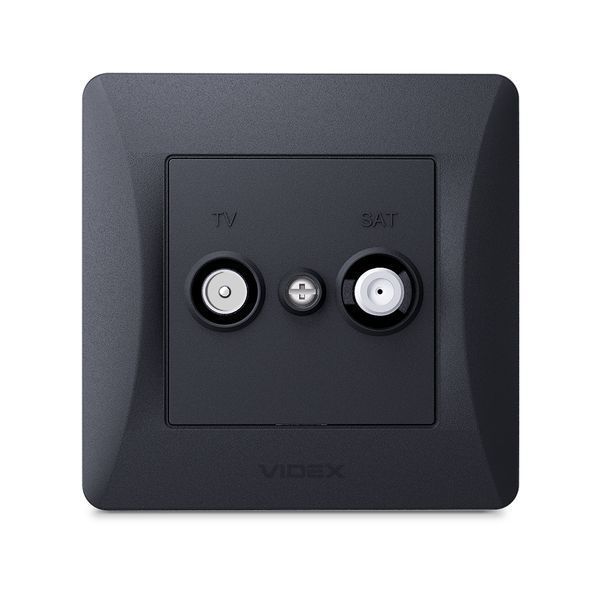 Розетка 2-я TV+SAT конечная черный графит VIDEX BINERA VF-BNSK2TVSATE-BG фото