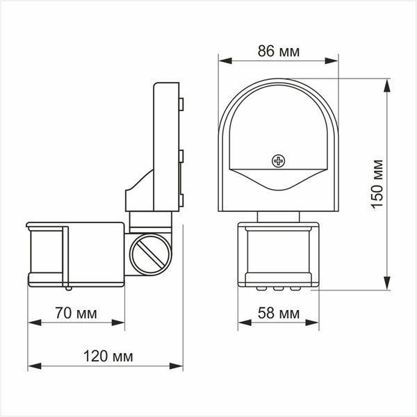 Датчик руху та освітленості настінний кутовий VIDEX VL-SPW02B 180&deg; 220V 1200W IP44 інфрачервоний чорний VL-SPW02B фото