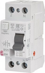 Реле диференційне (ПЗВ) EFI-P2 2P/63A 100mA тип AC (10kA) 2061223 фото