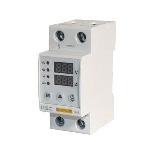 Однофазне реле напруги та струму SB-RVA-08 2P 32A UEC SB-RVA-08-2-32 фото