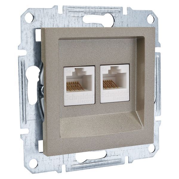 Розетка компьютерна 2-ная. RJ45 кат.5е UTP Asfora Бронза EPH4400169 фото