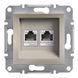 Розетка компьютерна 2-ная. RJ45 кат.5е UTP Asfora Бронза EPH4400169 фото 1