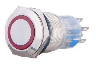 Кнопка металева пласка з підсвічуванням, 2NO+2NC, червона 220V. TYJ 19-272 A0140010117 фото