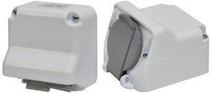 Розетка з заземленням одинарна кутова PRE-1 2Р+РЕ Schuko IP44 16A, 250V полікарбонат ЕТІ 4481019 фото