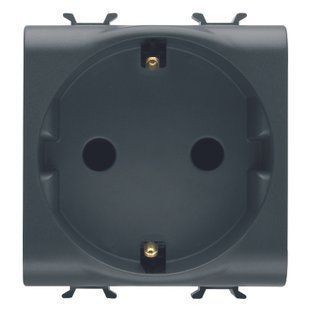 Розетка с заземлением Chorusmart, 2 модуля, 2P+PE, 16 А, черная, GEWISS GW12241 фото
