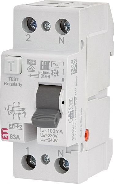 Реле диференційне (ПЗВ) EFI-P2 2P/80A 100mA тип AC (10kA) 2061224 фото