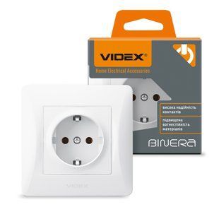 Розетка 1-на із заземленням біла VIDEX BINERA VF-BNSK1G-W фото