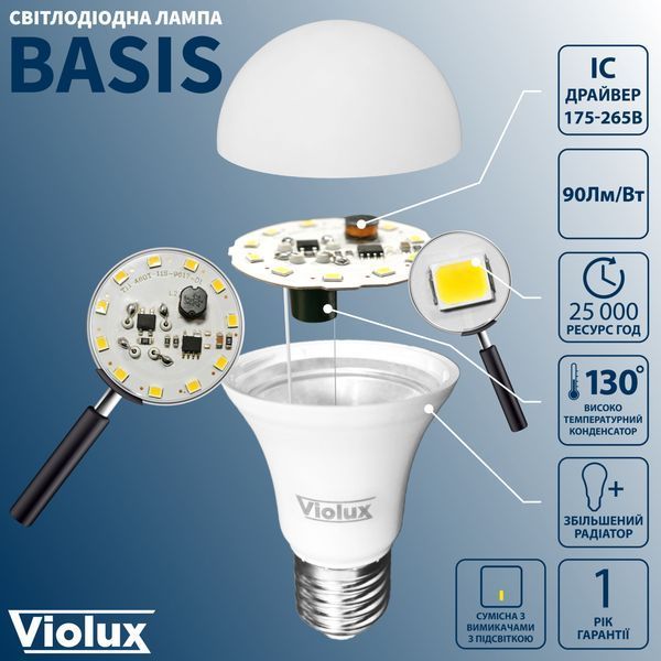 Лампа светодиодная BASIS G45 4W E27 4000K Violux 4W 4000K Лампа светодиодная BASIS G45 4W E27 4000K 823610 фото
