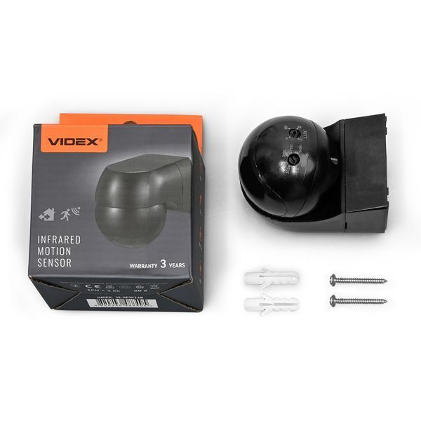 Датчик руху та освітленості настінний кутовий VIDEX VL-SPW11B 220V 800W IP44 інфрачервоний чорний VL-SPW11B фото