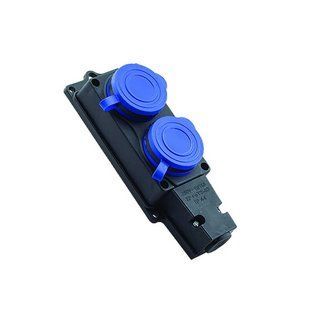 Колодка Violux каучук настенная 2-на с заземлением я с крышкой IP44 930650 фото