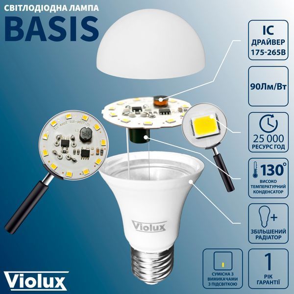 Лампа светодиодная BASIS C37 4W E14 4000K Violux 4W 4W E14 4000K 824620 фото
