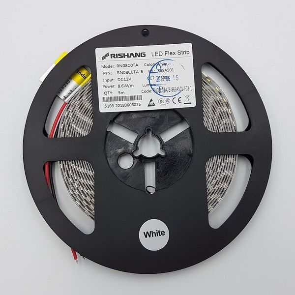 LED стрічка RISHANG 120-2835-12V-IP20 8,6W 818Lm 6500K 5м (RN08C0TA-B-W) RN08C0TA-B-W фото