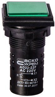 Сигнальна арматура AD22-22F зелена 220V АC A0140030156 фото