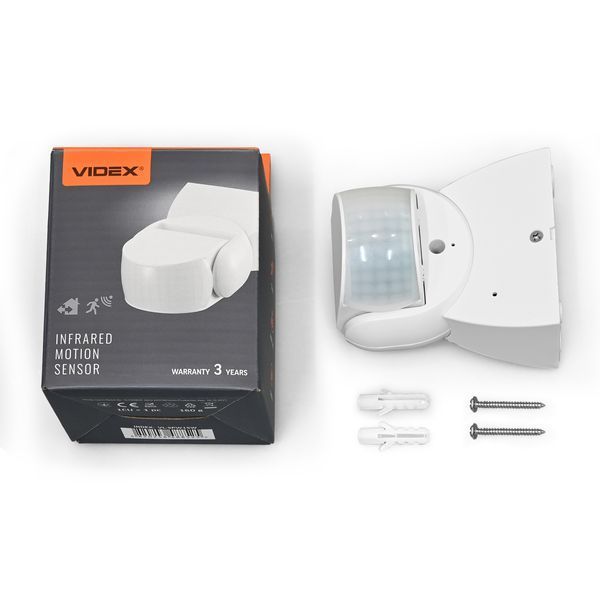 Датчик руху та освітленості настінний кутовий VIDEX VL-SPW15W 220V 1200W IP65 інфрачервоний білий VL-SPW15W фото