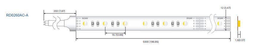 LED лента RISHANG 60-5050-24V-IP20 12.9/4.7W RGB+ 3000K 5м (RD0260AC-A) RD0260AC-A-RGBWW фото