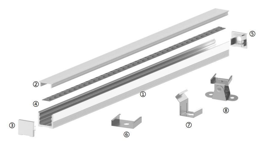 LED-профиль накладной, 2,5 метра (LS1613black) (LS1613black) LS1613_2,5(black) фото