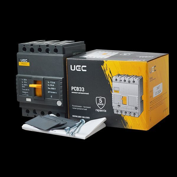 Автоматический выключатель PCB33 3Р 100А 35кА UEC MCCB-PCB-33-3-0100 фото