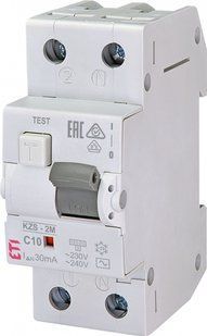 Диференціальний автоматичний вимикач ETI KZS-2M C 10/0,03 тип AC 10kA 2173122 фото