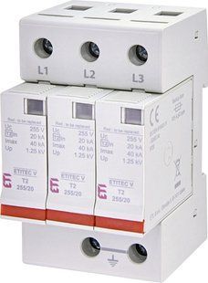 Обмежувач перенапруги ETITEC V T2 255/20 (3+0) RC ETI 2442961 фото